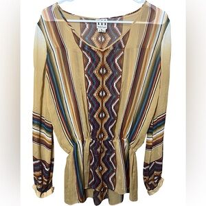 Haute Hippie. 100% silk boho Southwestern print camel color. Size XS.